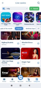 1xBet live casino